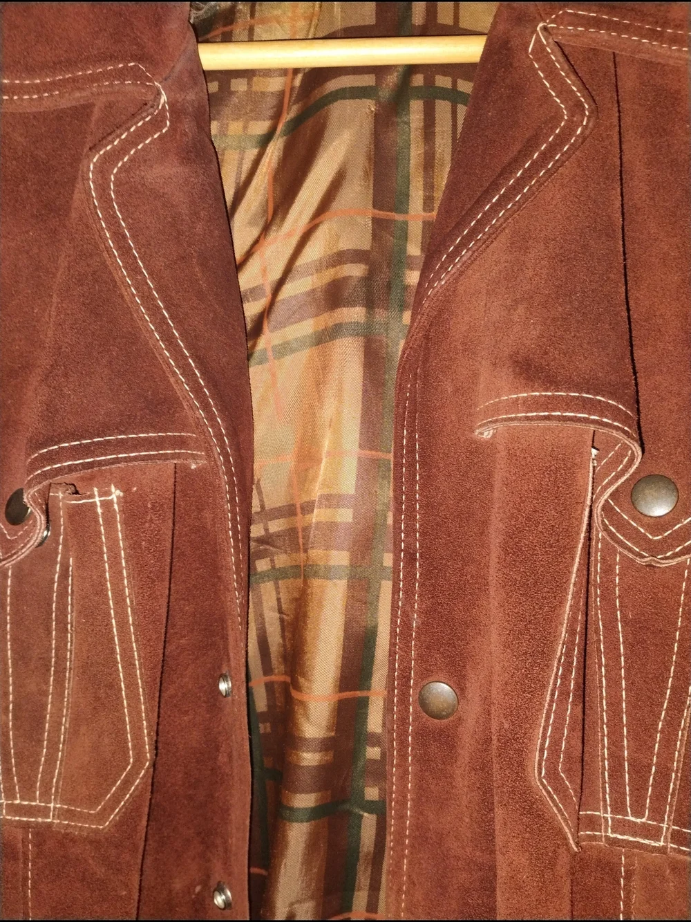 RARE Vintage Brown Leather Suede Snap Button Pocket Jacket